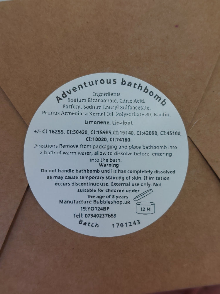 bath bomb ingredients label by BubbleShop