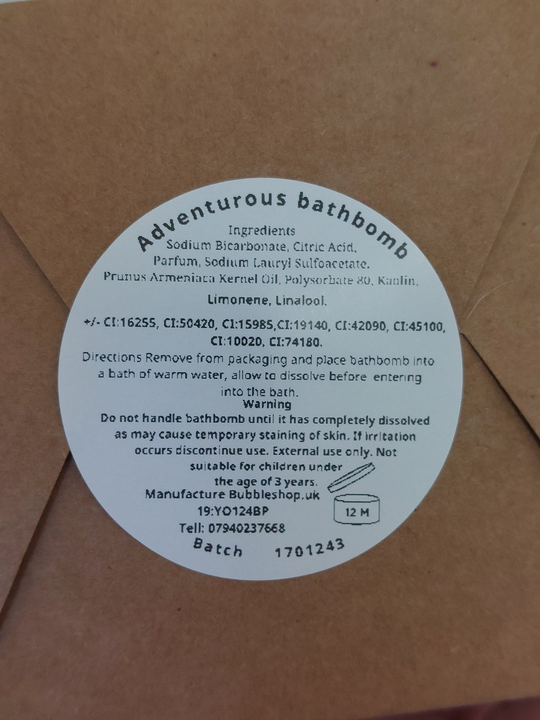 bath bomb ingredients label by BubbleShop