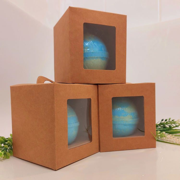 3 gift boxes with a bath bomb in each in the fragrance adventurous by BubbleShop
