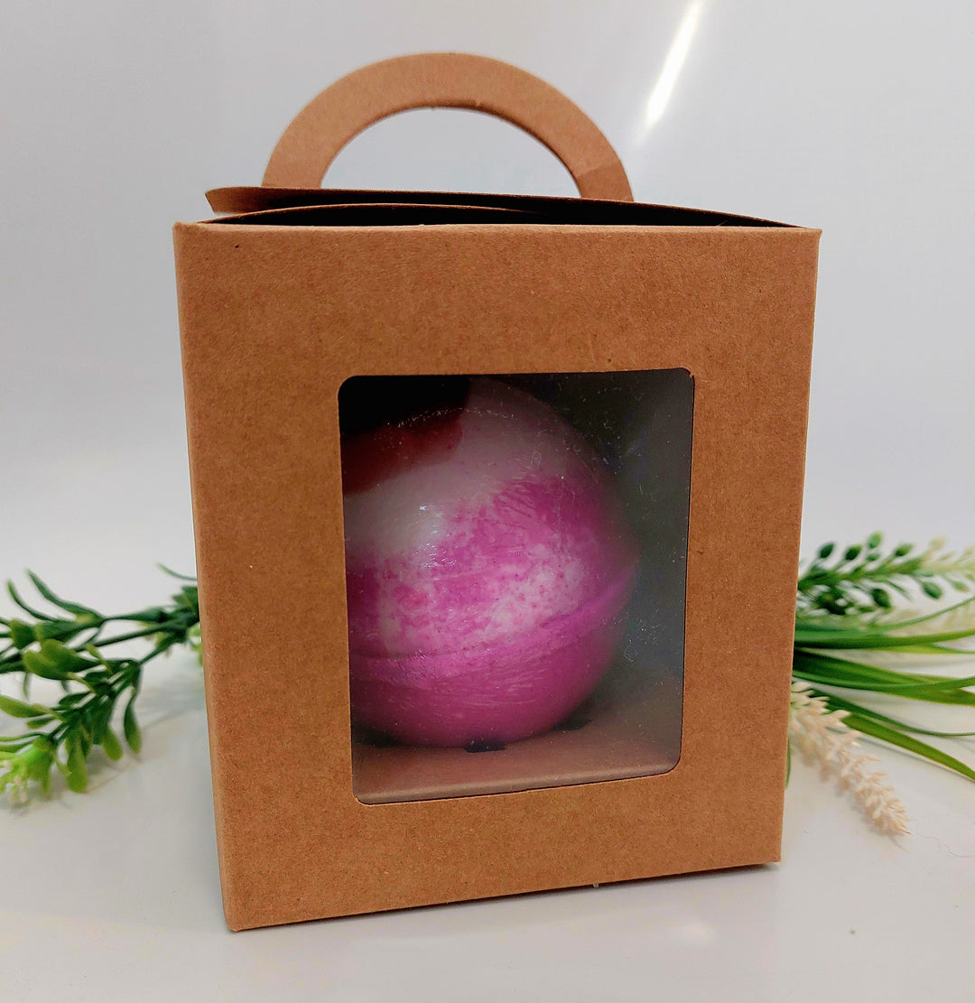 Cloud inspired bathbomb by Bubbleshop in gift box pink and white bath bomb sweet and gentle fragrance