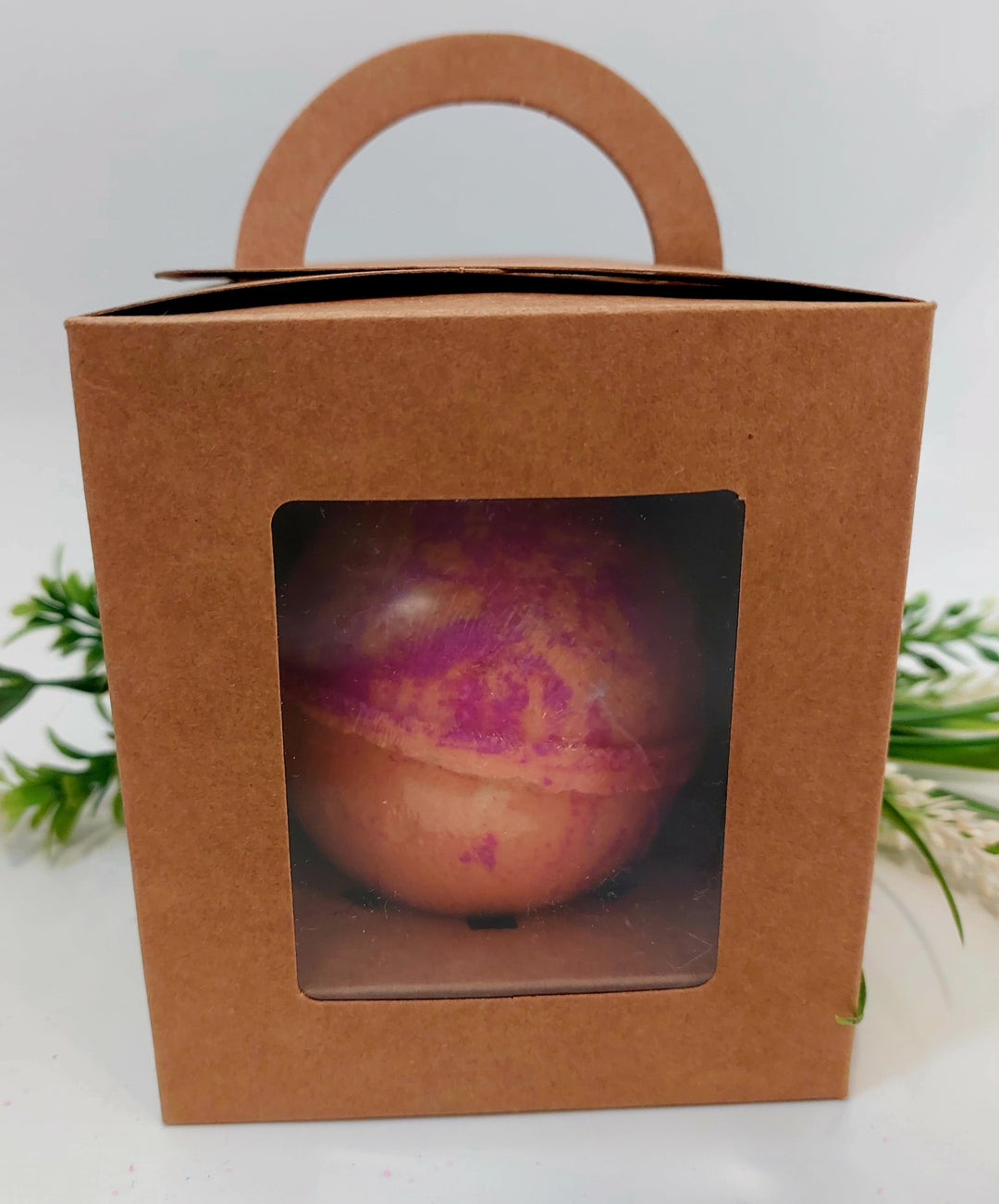 bath bomb in a gift box bath bomb is pink and orange  fantasy by Bubbleshop