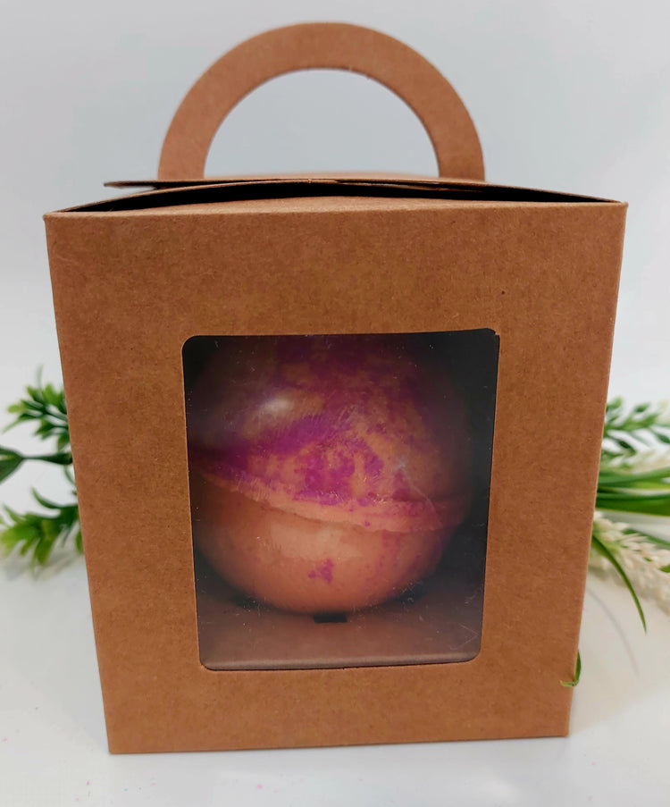 bath bomb in a gift box bath bomb is pink and orange  fantasy by Bubbleshop