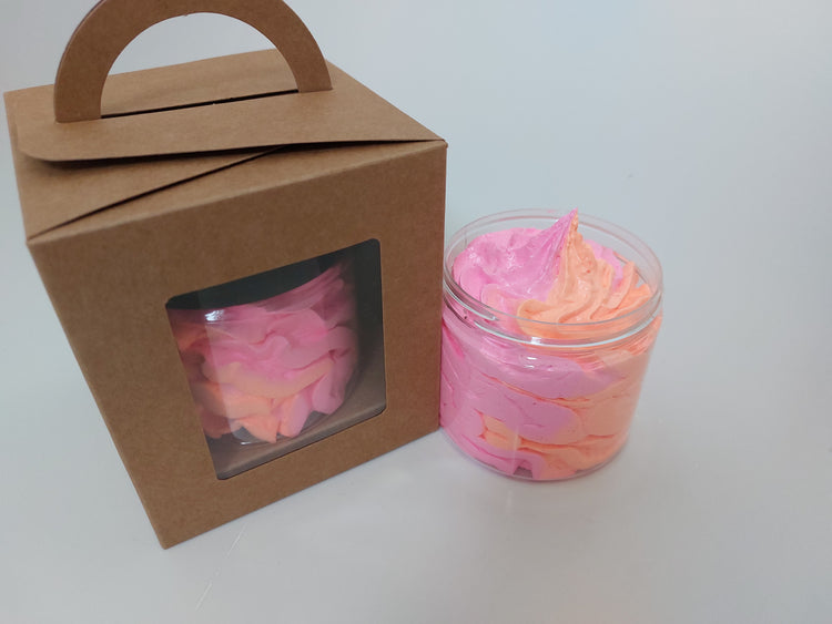 fantasy inspired whipped soap by BubbleShop in pink and orange perfume inspired soft and fluffy with gift box 
