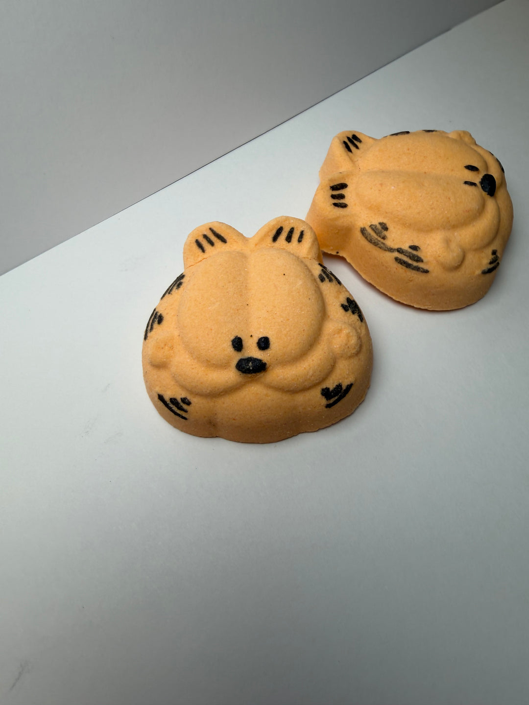 2 cat orange bath bombs side by side  Garfield themed fun playful design by BubbleShop