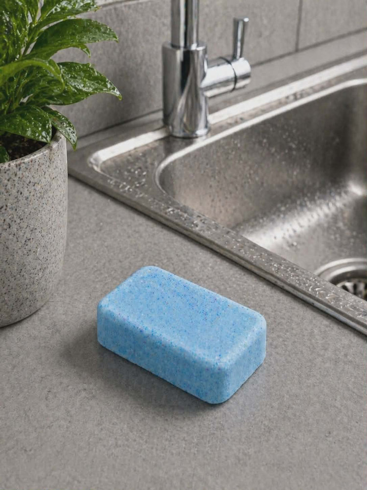 Northern solstice mop sink and toilet fizzers by BubbleShop tablet next to sink 