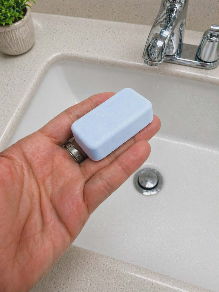 Northern Solstice mop sink and toilet fizzers by Bubbleshop photo in hand 
