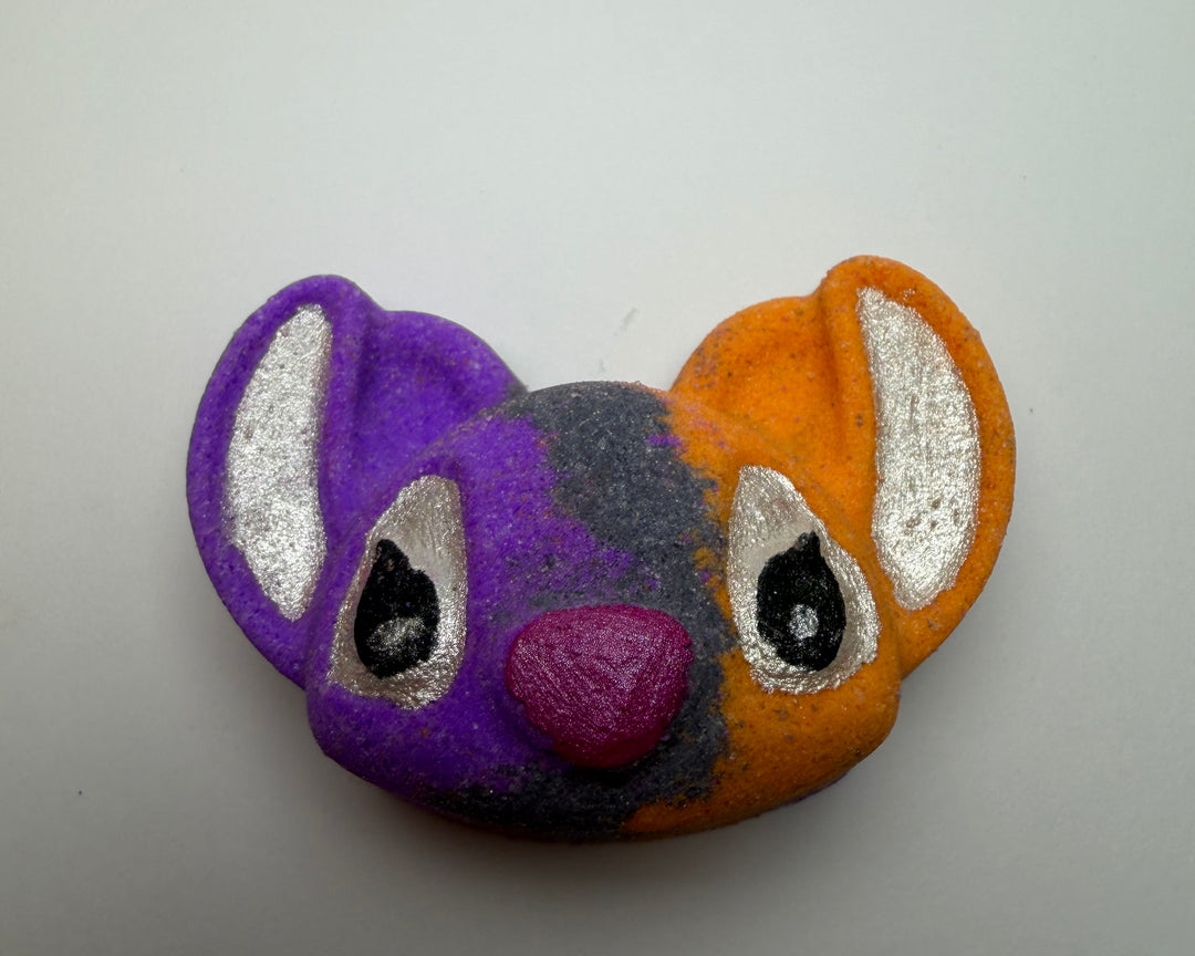 alien stitch inspired bath bomb by BubbleShop bright colours and fun playful design