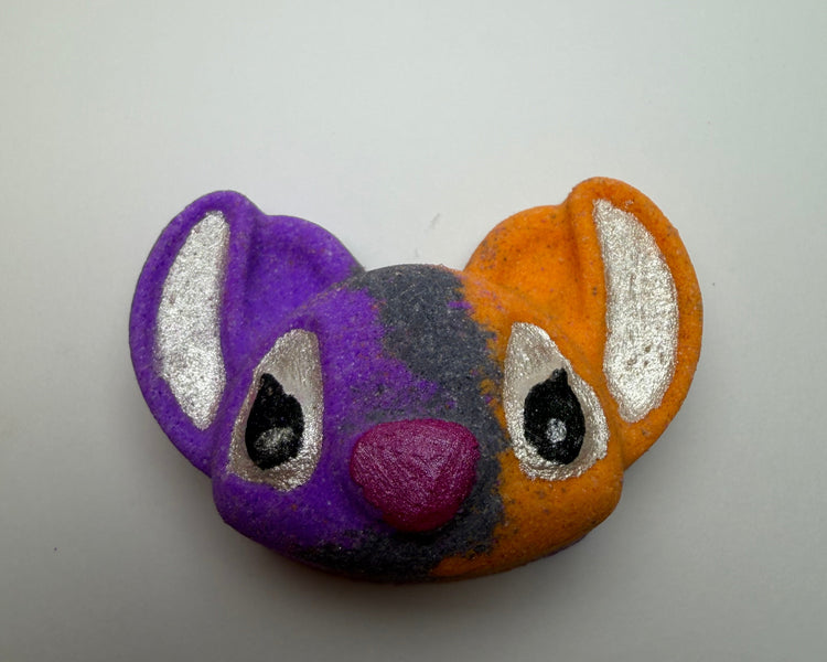 alien stitch inspired bath bomb by BubbleShop bright colours and fun playful design